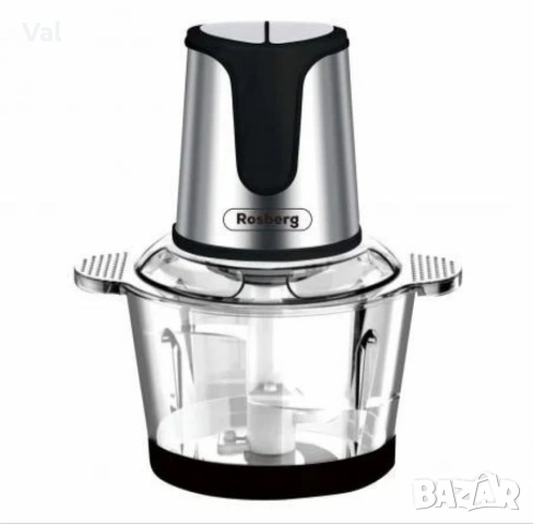 Чопър, 400W, 2 л., 2 скорости, стъклена купа, черен/сребрист, снимка 5 - Чопъри и пасатори - 54842095