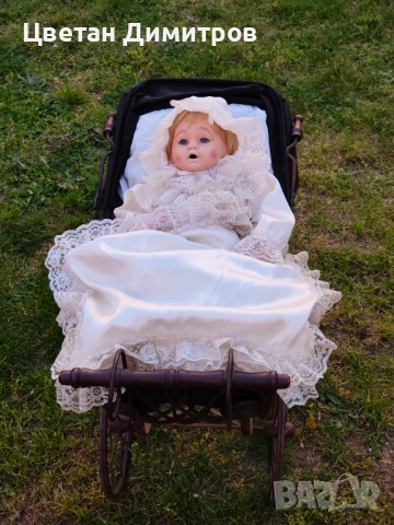 АНТИКВАРА дървена количка комплект с порцеланова кукла , снимка 16 - Антикварни и старинни предмети - 54195587