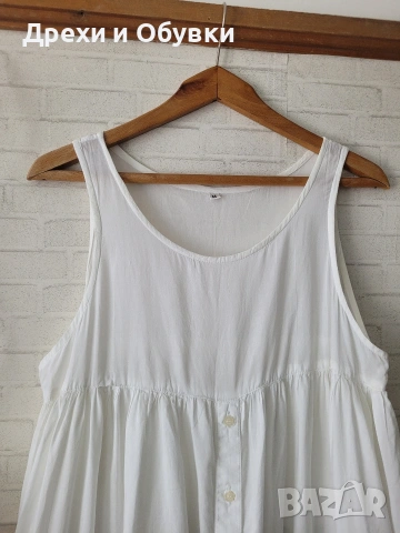 Бяла лятна рокля памучна материя бохо, снимка 5 - Рокли - 54235178