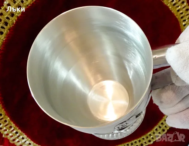 Калаена чаша,халба,релефни ловни картини Елен,Куче, снимка 4 - Антикварни и старинни предмети - 55492188