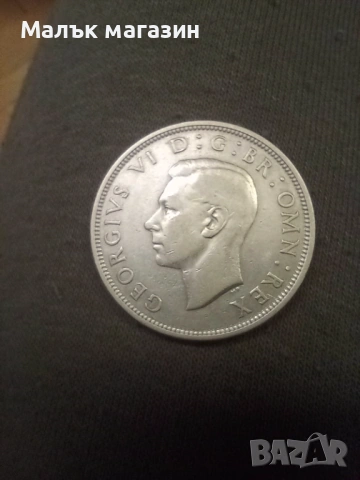 1/2 крона 1939 Великобритания сребро, снимка 3 - Нумизматика и бонистика - 54247376