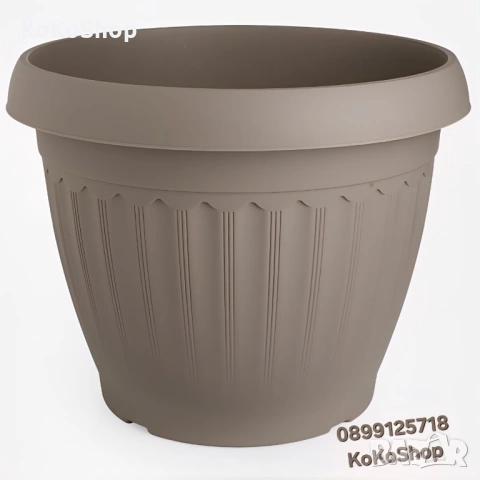 Саксия - Ø 45 x 35 см, пластмасова, цвят антрацит