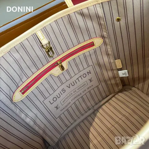 Дамска чанта Louis Vuitton Neverfull, кожа кожа, снимка 5 - Чанти - 55464877