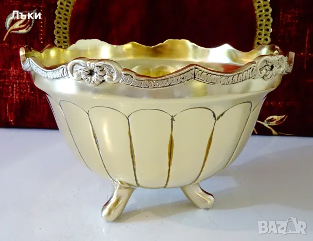 Викторианска бронзова салатиера,купа,1 кг.,позлата. , снимка 6 - Антикварни и старинни предмети - 55364232