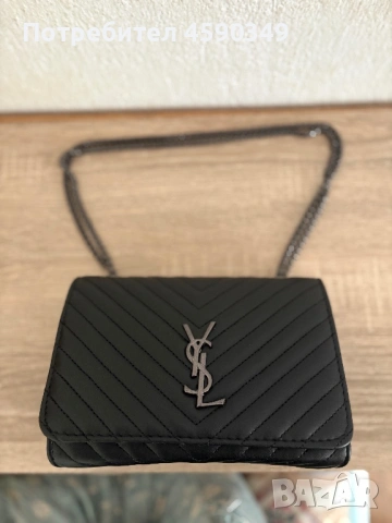 Елегантна дамска чанта с верижка – черна, нова, луксозен дизайн YSL черна дамска чанта