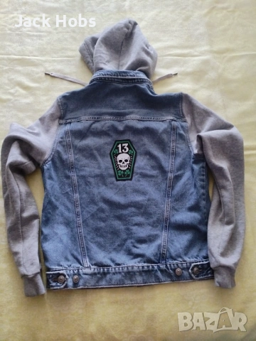 Дънков суичър с нашивки , снимка 2 - Суичъри - 54096955