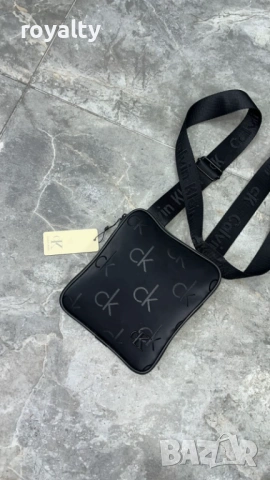 Calvin Klein Нова Черна Кожена Мъжка Чанта Келвин Клайн 