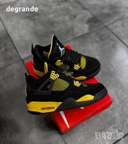  👟Nike Air Jordan 4 Retro Black Yellow, снимка 2 - Маратонки - 54748511