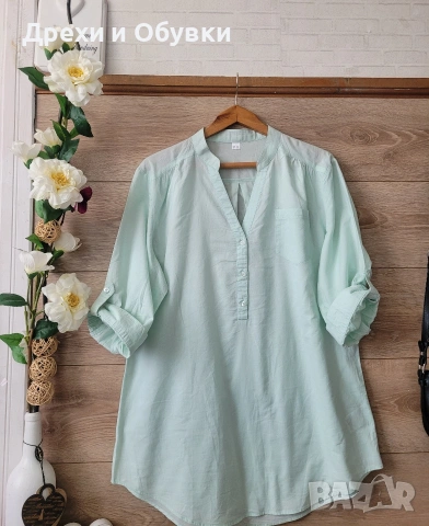 Лятна туника тип риза мента памучна материя , снимка 3 - Туники - 54154012
