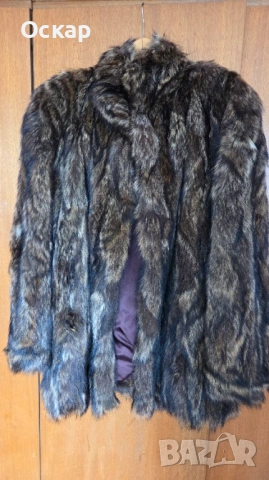 Дамско кожено палто от естествена кожа с косъм от вълк