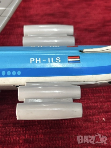 Ретро Ламаринен Самолет Ил-62 (KLM) – Фрикционна Играчка от ГДР / Соц Епохата, снимка 4 - Колекции - 55621298