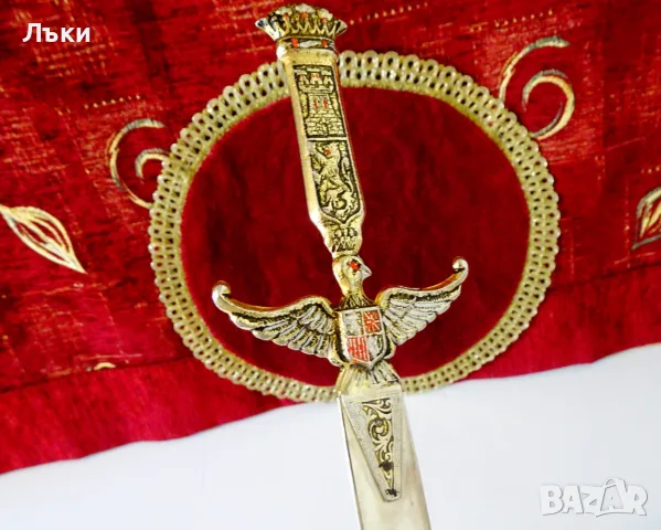 Кама с кания,Корона,Замък,Лъв,Орел,Щит,позлата. , снимка 6 - Антикварни и старинни предмети - 55436797