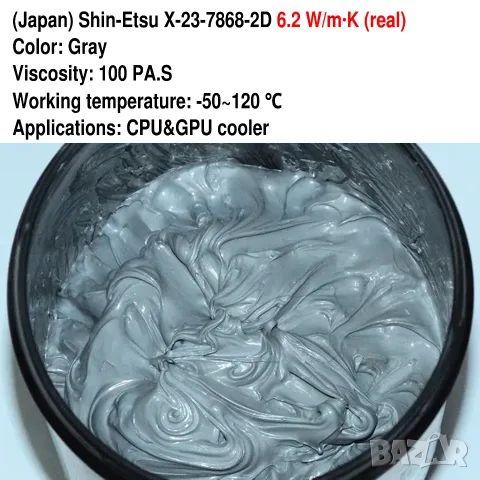 (Japan) Shin-Etsu X-23-7868-2D 6.2 W/m·K термо паста процесор, ултра ниско термично съпротивление 