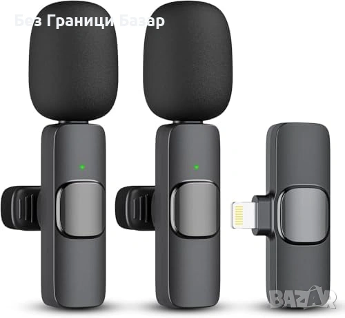 Нов Безжичен петличен микрофон 2 броя за iPhone Android YouTube TikTok запис