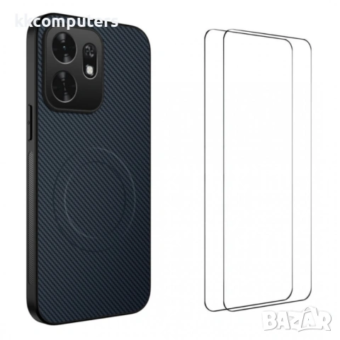 WANLONFENG TQ1 Магнитен Калъф за Honor X6d 5G - PC+TPU, Карбон текстура, 2 стъкла, снимка 2 - Калъфи, кейсове - 54518033