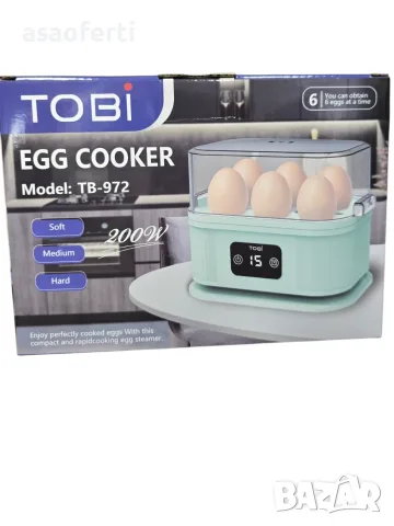 Електрическа яйцеварка за 6 яйца TOBI TB-972, 200W, снимка 8 - Кафемашини - 55415714