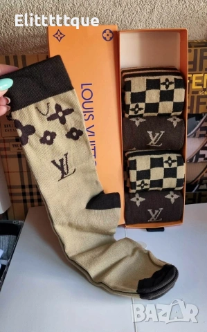 6 чифта в кутия чорапи nike fendi louis vuitton Adidas , снимка 5 - Дамски чорапи - 54981673