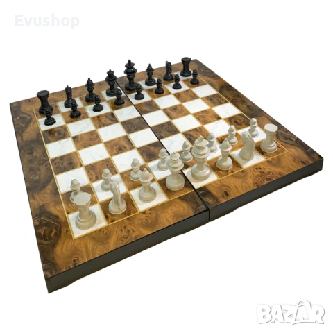 Комплект табла, шах, дама 3в1, дърво, 48x48 см, снимка 5 - Шах и табла - 54315726