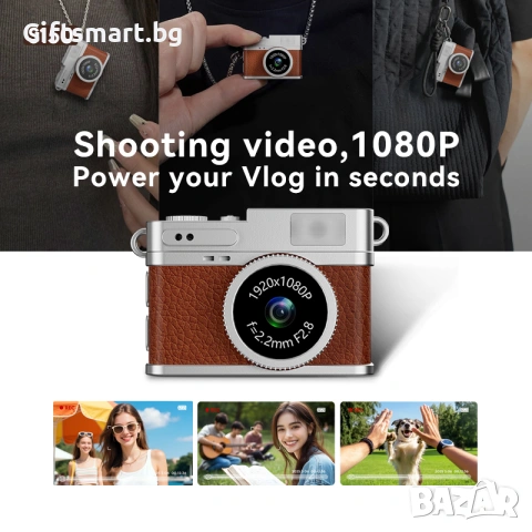 Мини цифров фотоапарат S150, 1080P Full HD video and image, В комплект с 32G micro SD, Ретро дизайн, снимка 3 - Фотоапарати - 54987100