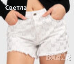 Нови,с етикет,LIU JO Бели пантал,с лого-кристали.100% памук, р-р 28,Нови,с етикет, LIU JO, Бели къси