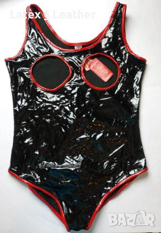 L/XL ново с етикет черно лачено боди с отвори на бюста и отварящо се дъно