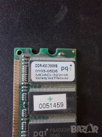 RAM памет за компютър DDR-400 256mg pq1, снимка 2 - RAM памет - 55189067