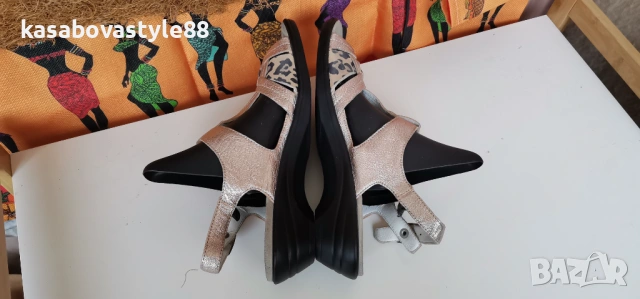 Златисти Сандали от естествена кожа 40 н., снимка 8 - Сандали - 54863789