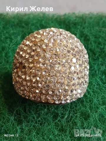 Коктейлен сребърен пръстен инкрустиран с множество кристали стил и елегантност 54183, снимка 2 - Пръстени - 54014715