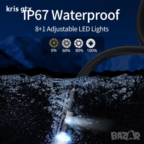 Индустриална ендоскопска камера 8mm дължина 15m IP67 4.3in Screen 8 LEDs Waterproof, снимка 16 - Аксесоари и консумативи - 55480320