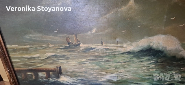 Картина масло"Бурно море", снимка 2 - Картини - 54016735