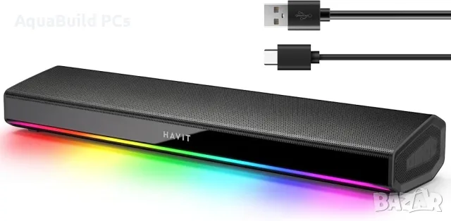 Havit PC Bluetooth 5.3 саундбар 20W RGB високоговорители , снимка 2 - Тонколони - 55529992