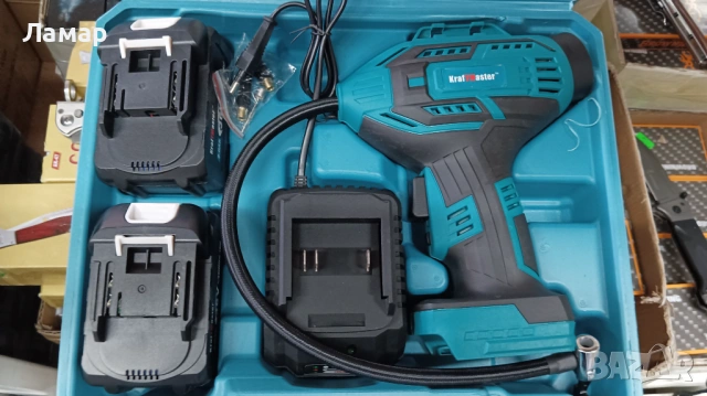 Акумулаторен компресор за гуми, топки, надуваеми дюшеци и др. с 2 батерии 36V 8,0Ah