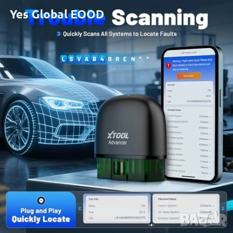 XTOOL AD20 Pro OBD2 диагностика Bluetooth iOS Android, снимка 2 - Аксесоари и консумативи - 54603502