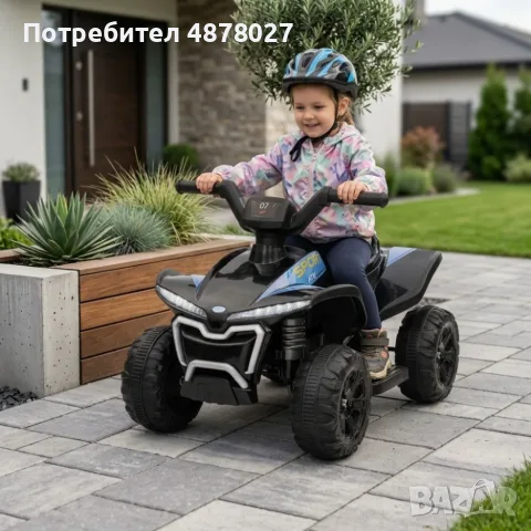 Детско акумулаторно ATV 6V 25W – Електрическо ATV с LED светлини за деца 1.5+ години, черно