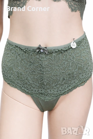 Дамски комплект бельо Hunkemöller 2XL – дантела в маслено зелено, снимка 5 - Бельо - 54551423