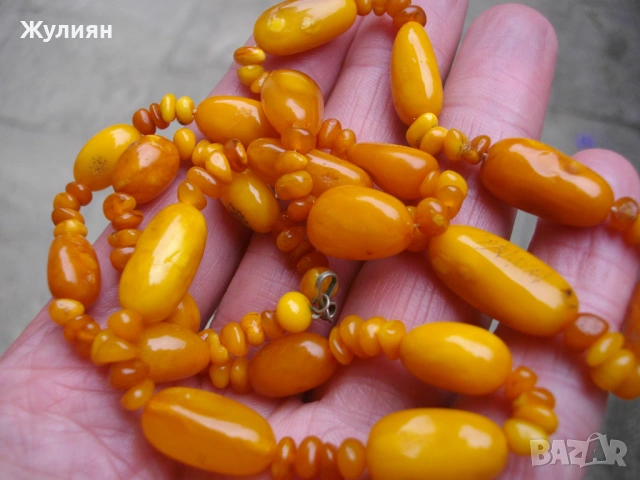 СТАР ГЕРДАН КОЛИЕ БРОЕНИЦА НАТУРАЛЕН КРАЛСКИ КЕХЛИБАР, снимка 4 - Антикварни и старинни предмети - 54482244
