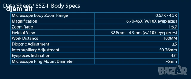 SClENSCOPE SSZ-ll zoom. 0,67 to 4.5x много добър микроскоп американско производство, снимка 6 - Друга електроника - 54439432