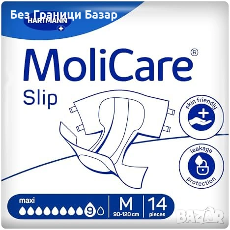 Нови Пелени за възрастни MoliCare Slip Maxi M PE гръб 3464 мл 14 броя абсорбиращи