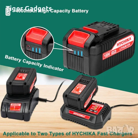 HYCHIKA 18V 4.0Ah – резервна Li-Ion батерия за електроинструменти, снимка 2 - Други инструменти - 54818508