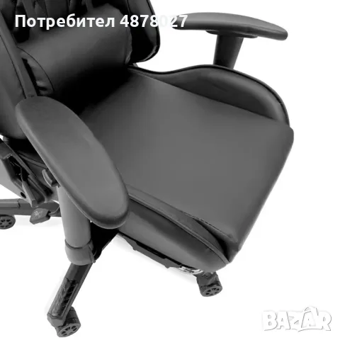 Геймърски стол с прибираща се подложка за крака и функция за масаж - черен, снимка 5 - Геймърски - 55562350