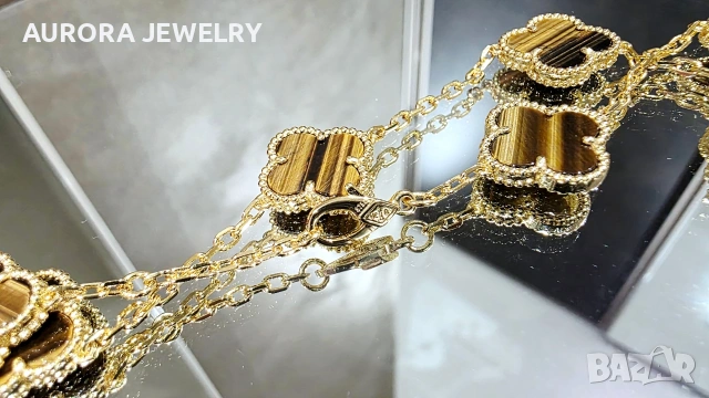 Van Cleef & Arpels VCA 10 Motifs Gold Tiger Eye Vintage Alhambra Дамско Колие, снимка 7 - Колиета, медальони, синджири - 54309184