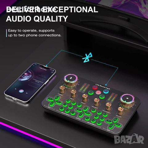 Facmogu K600 Геймърски аудио миксер, стрийминг аудио миксер с XLR микрофон, снимка 6 - Друга електроника - 54089019