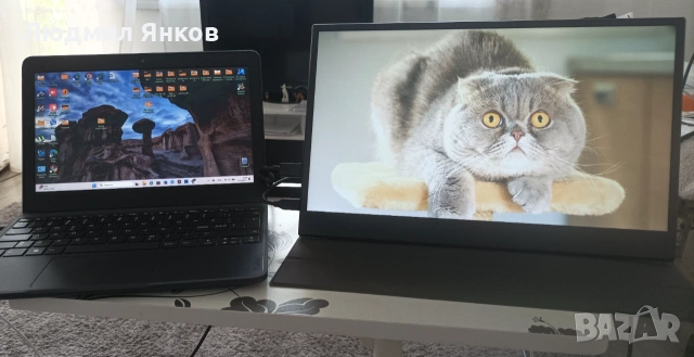НОВ Преносим монитор Denver PMO-15604K, 15.6" IPS + Оригинален калъф-стойка, снимка 3 - Монитори - 55070394