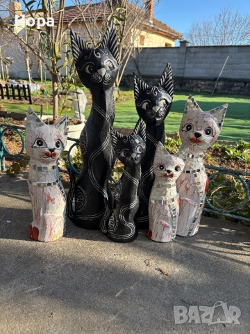 Котки от дърво , снимка 5 - Статуетки - 32318985