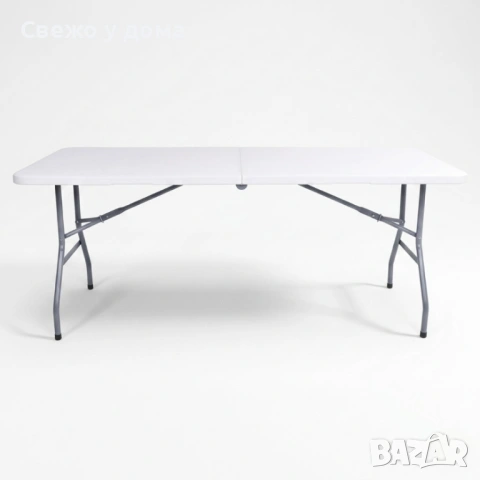 Сгъваема правоъгълна градинска маса, бяла - 180 x 69.5 x 73.5 см, снимка 3 - Градински мебели, декорация  - 54790611