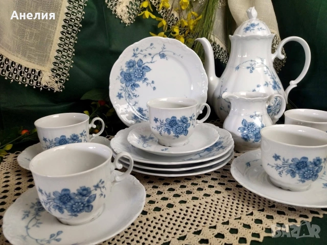 Mitterteich Bavaria сини нежни цветя , снимка 2 - Чаши - 54305702