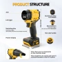 Безжичен вентилатор за издухване и прахосмукачка 2 в 1 за DeWalt 18V/20V, без батерия, снимка 2