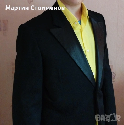 Елегантен черен смокинг костюм с панталон тип "Чарлстон" (Ретро стил), снимка 2 - Костюми - 55179872