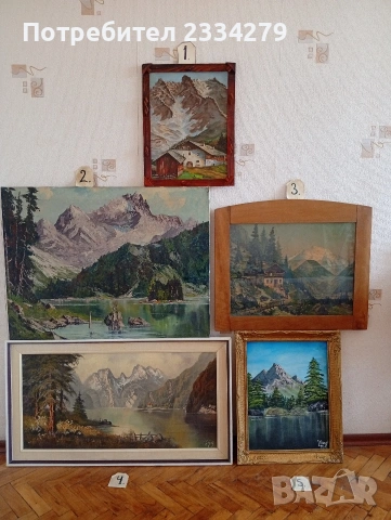 Стари картини, платно масло, авторска изработка. , снимка 2 - Картини - 42158610