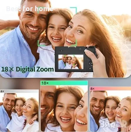 Оригинален цифров фотоапарат Zoomix (64GB, черен), снимка 2 - Фотоапарати - 55577159